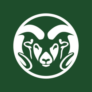 CSU ram head logo in white on green background