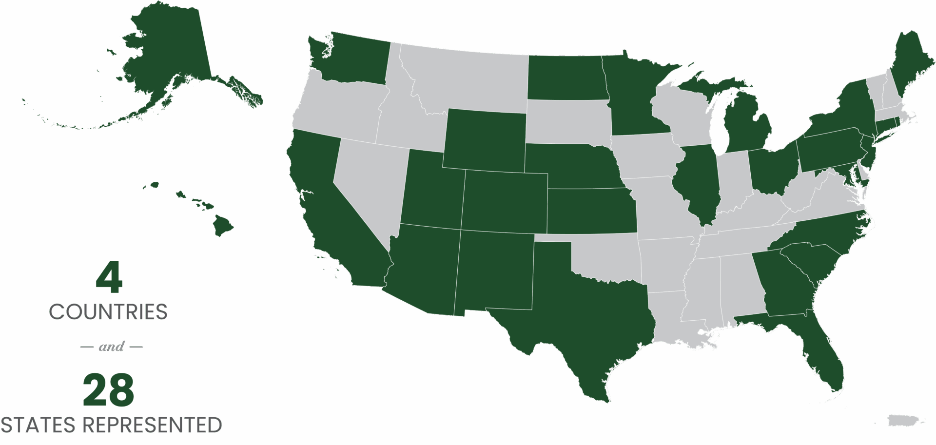 4 countries and 28 states represented