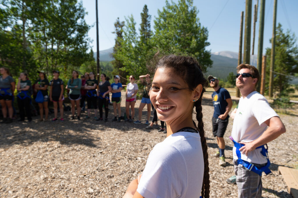 First year DVM students do team building exercises at the CSU Mountain Campus