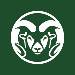 CSU Ram logo, white outline on a green background of a ram's head